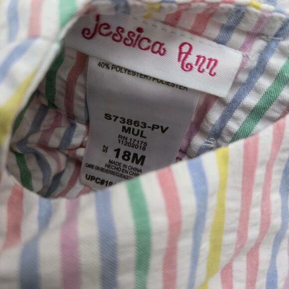 Girls Size18m Jessica Ann Multicolored Dress Pastel Spring Easter Rainbow Preppy - Picture 4 of 5